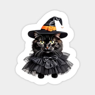 Whiskered Enchantment: The Adorable Black Kitten Witch Magnet