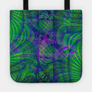 Green and Purple Lines Fractal Design Tote