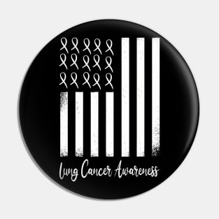 Cute USA Flag White Ribbon Lung Cancer Awareness Product Pin