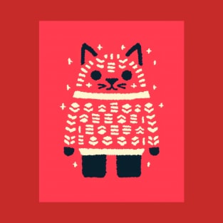 Cute Cat In Christmas Sweater T-Shirt
