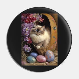 Himalayan Cat Easter Card Pin