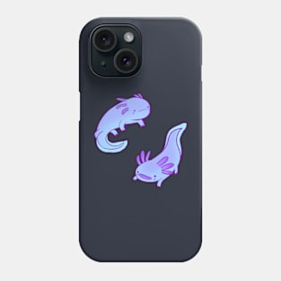 Blue axolotls drawing Phone Case