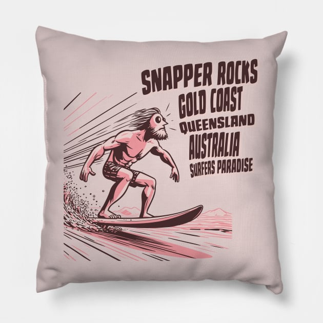 Snapper Rocks Gold Coast Australia surfing Pillow by Alexander Luminova