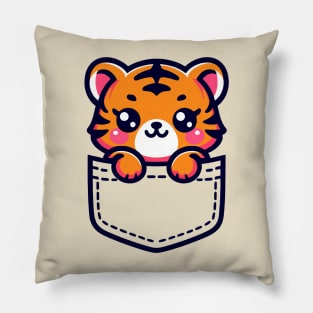 Baby Tiger in Pocket Cute Kawaii Peeking Animal Pillow