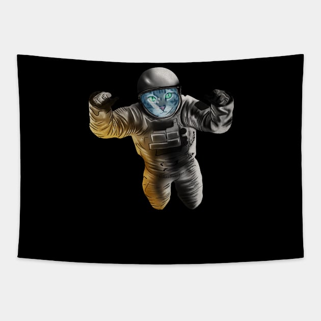 Funny Cat Astronout, Space Universe Tapestry by dukito