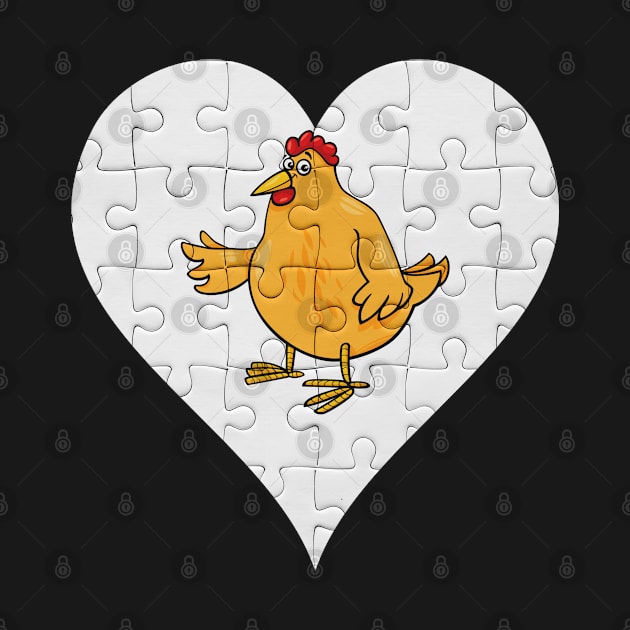 Jigsaw  Chicken Heart Design - Farm Animals Chicken by giftideas