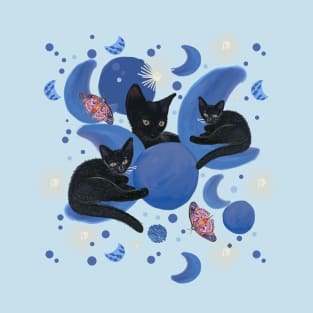 Black cat and moon phases T-Shirt