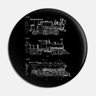 Vintage Steam Trains Patent Print Pin