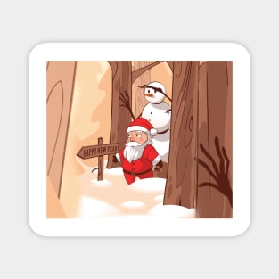 Santa with snow man Magnet