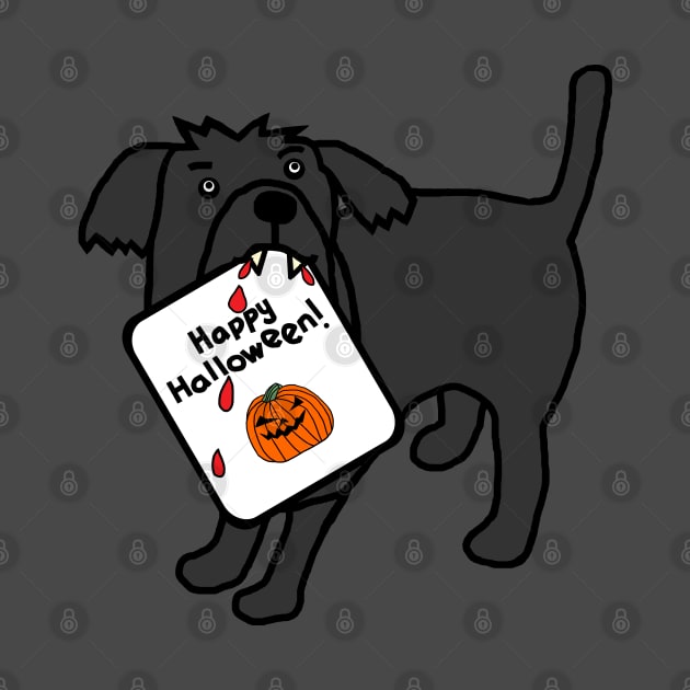 Small Vampire Dog with Halloween Horror Card by ellenhenryart