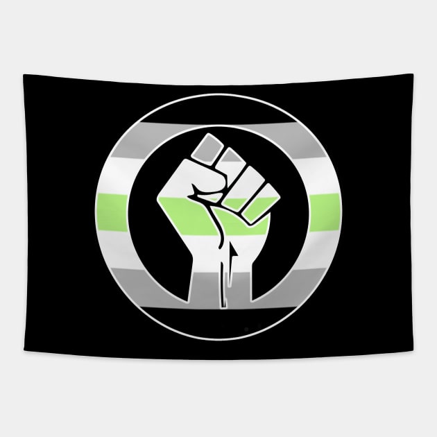 Black Lives Matter Fist Circled LGBTQ Flag Agender Tapestry by aaallsmiles