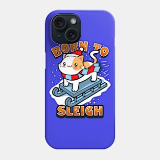 Cute Funny Christmas Winter Sleigh Cat Slay Cartoon Meme Phone Case