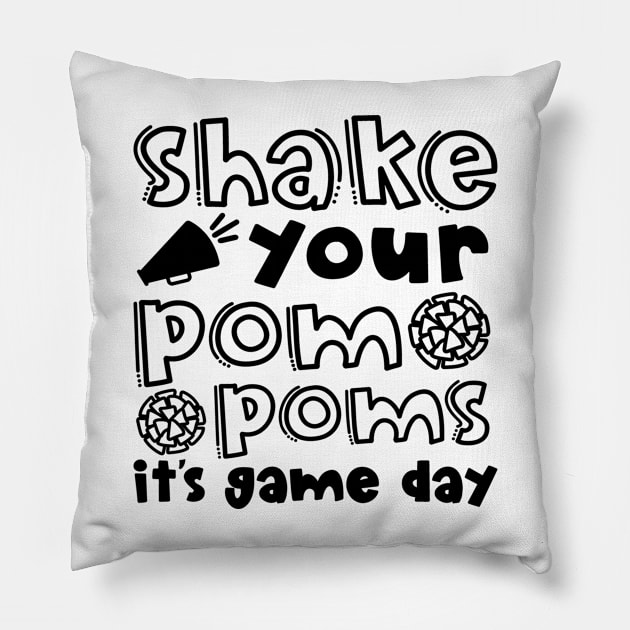 Shake Your Pom Poms It’s Game Day Cheerleader Cheer Cute Funny Pillow by GlimmerDesigns