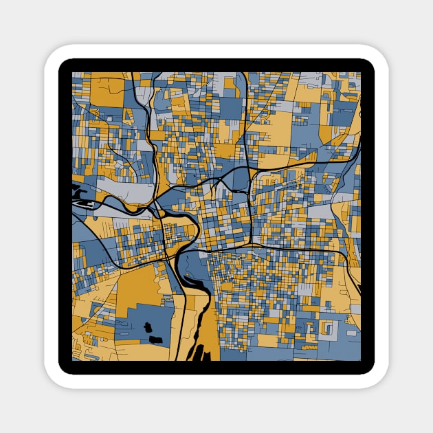 Columbus Map Pattern in Blue & Gold Magnet by PatternMaps