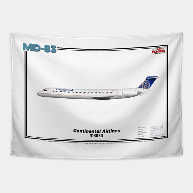 McDonnell Douglas MD-83 - Continental Airlines (Art Print) Tapestry by TheArtofFlying