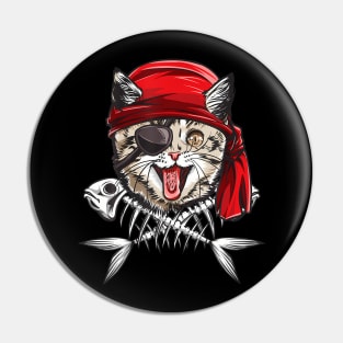 Cat Pirate Boys Jolly Roger Flag Skull And Crossbones Pin