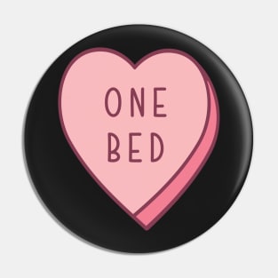 One Bed Candy Heart Tropes Book Lover Pink Pin