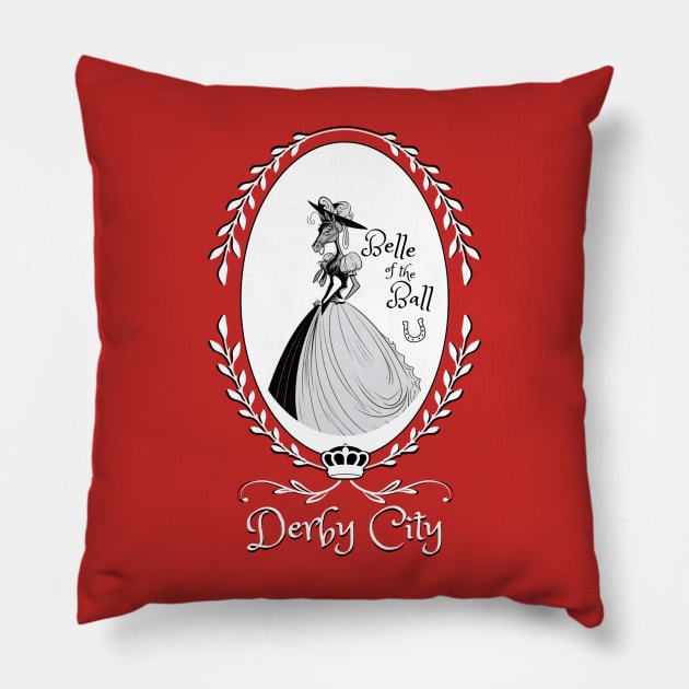 Derby City Collection: Belle of the Ball 3 (Red) Pillow by TheArtfulAllie