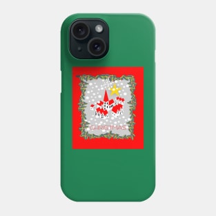 Little village in snow in  Christmas-time and yellow star Phone Case