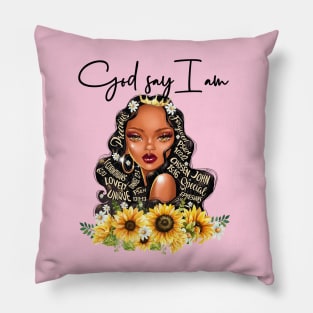 God say i'm beautiful blm queen Pillow