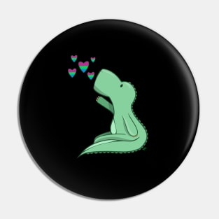 Polysexual Pride Dinosaur Pin