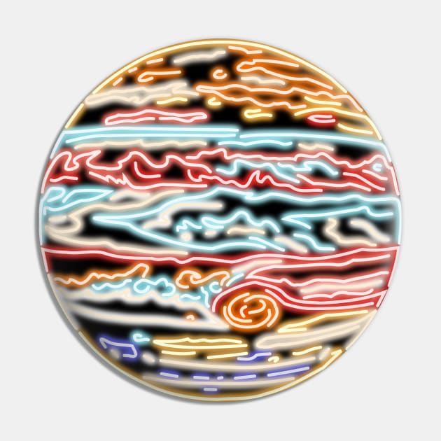 Electric Solar System Neon Jupiter Top Left Pin by gkillerb