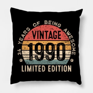 Vintage 1990, 33rd Birthday Gift 33 years old Pillow