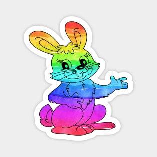 Funny Rainbow Bunny Magnet