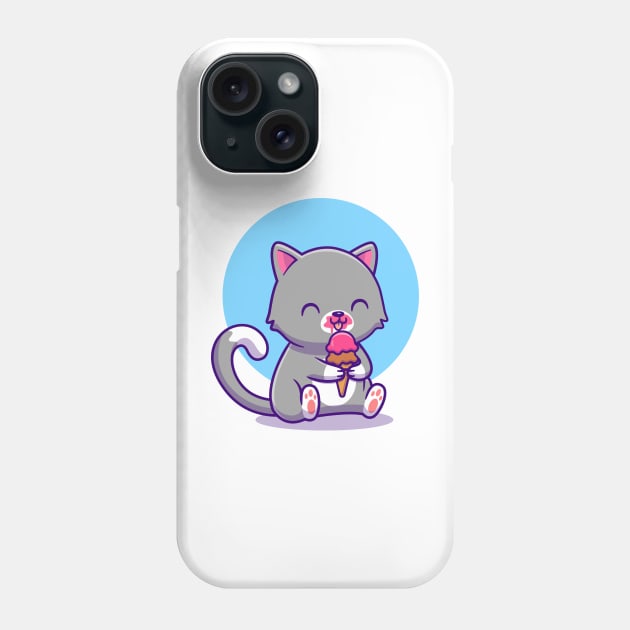 Cute Cat Eating Ice Cream Phone Case by Catalyst Labs