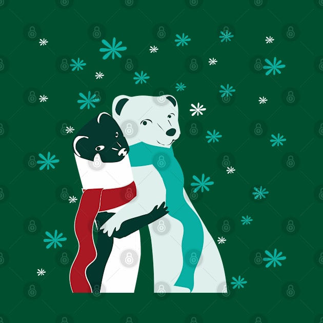 Weasel hugs Christmas in green by belettelepink