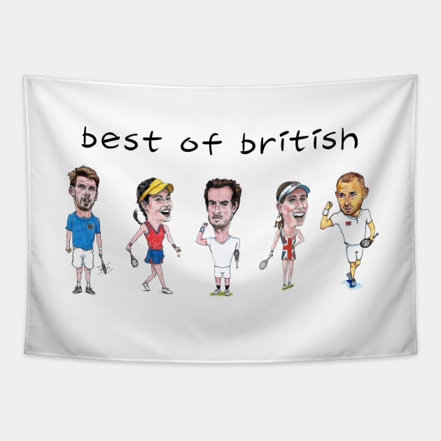 Best of British tennis players - Cam Norrie, Emma Raducanu, Andy Murray, Johanna Konta, Dan Evans Tapestry by dizzycat-biz