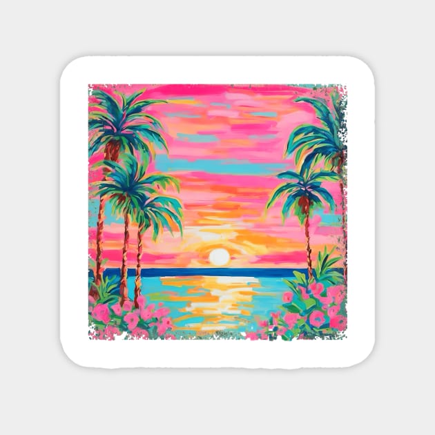 Tropical Beach Sunset Magnet by Teresa's Store 1