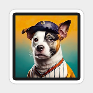 Dog with a Baseball Uniform Portrait Magnet