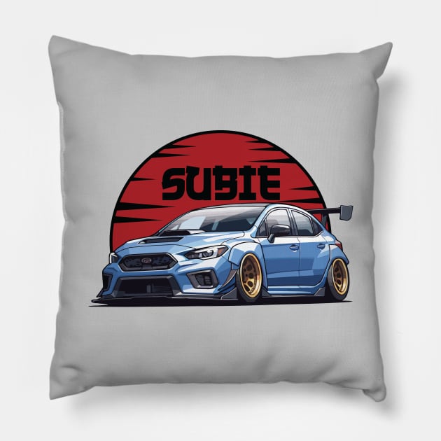 Impreza WRX STI Car Art - Subaru Stance Modified Sports Car Pillow by JDM-Rey