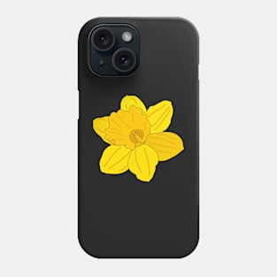 Yellow Daffodil Flower Outlined Phone Case