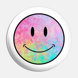 electric neon psychedelic splatter smiley face Pin