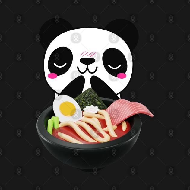 Kawaii Panda Eating Ramen Noodles Japanese Food Anime by QuirkyWay