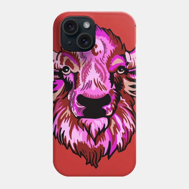 Mindful Vivid Buffalo in Pink & Red Phone Case by vividbuffalo