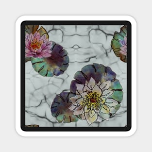 Lotus flowers White Marble Magnet