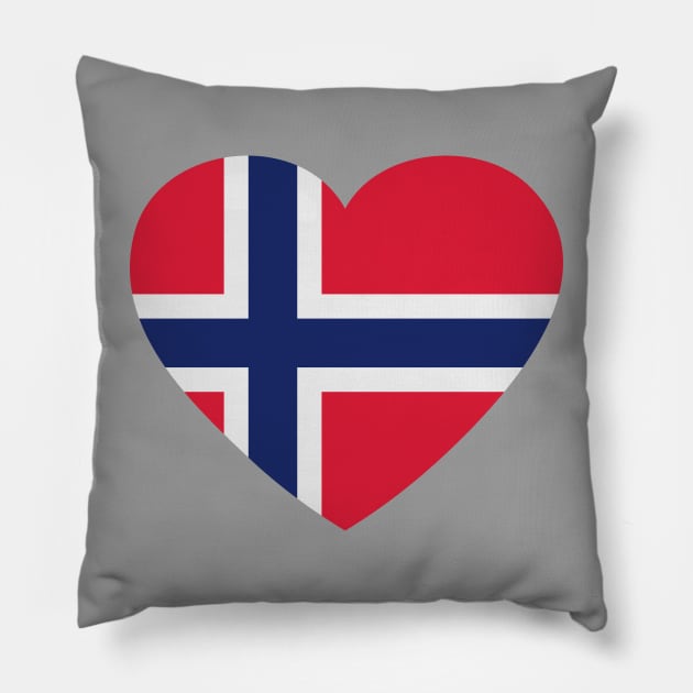 I Love Norway // Heart-Shaped Norwegian Flag Pillow by SLAG_Creative