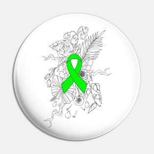 Mental health awareness green ribbon black Pin