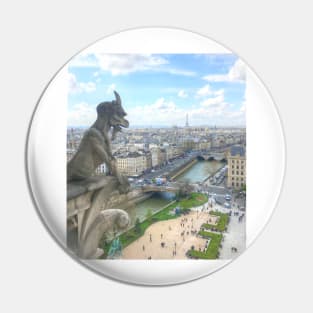 Gargoyle View of Paris Pin