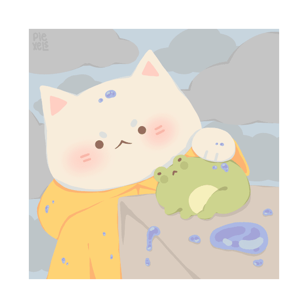 Raincoat Cat and Frog by Piexels