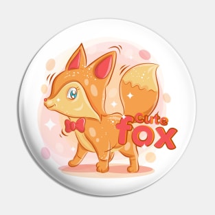 Cute fox wear a red ribbon kids Pin