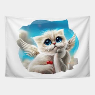 Cupid cat, Valentine's Day. Cat angel Tapestry