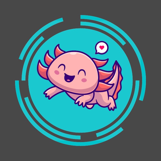 Cute Axolotl With Love Heart by MinimalSpace