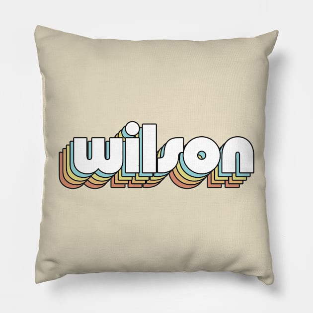 Wilson - Retro Rainbow Typography Faded Style Pillow by Paxnotods