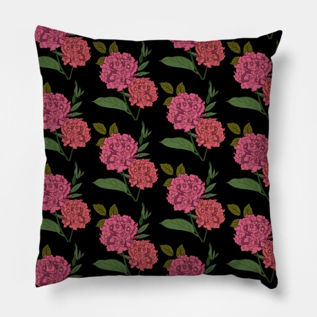 Red Flower Pattern Pillow by MONMON-75