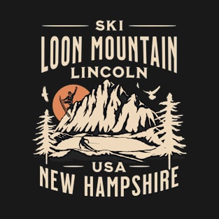 Loon Mountain ski and Snowboarding Gift: Hit the Slopes in Style at Lincoln New Hampshire Iconic American Winter Mountain Resort T-Shirt