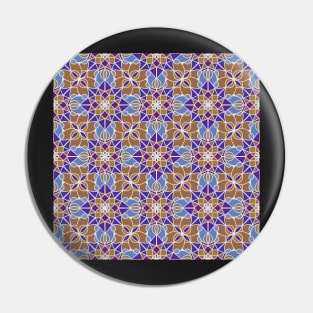 Mosaic Mandala Blue Gold Pin